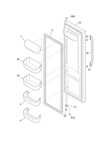 Refrigerator Door Diagram and Parts List for FFHS2313LPA  Frigidaire Refrigerator