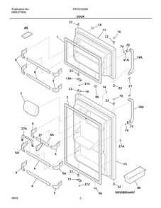 Door Diagram and Parts List for FRTG16X6AQ1  Frigidaire Refrigerator