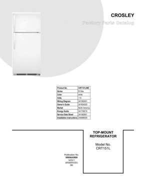 01 - COVER Diagram and Parts List for CRT151LWD  Frigidaire Refrigerator