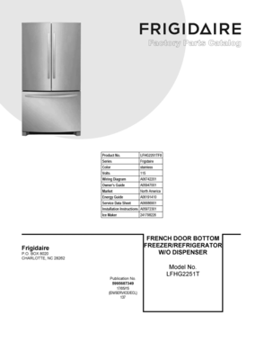 01 - COVER SHEET Diagram and Parts List for LFHG2251TF0  Frigidaire Refrigerator