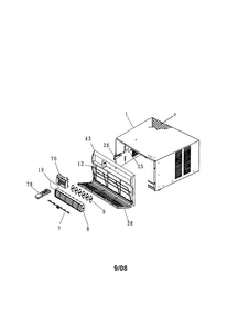 Cabinet Front & Wrapper Diagram and Parts List for 25370186001  Kenmore Air Conditioner