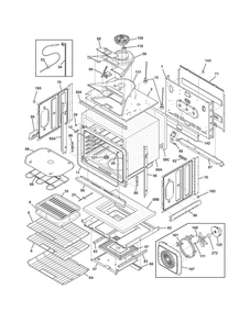Body Diagram and Parts List for FGEW3065PBB  Frigidaire Wall Oven