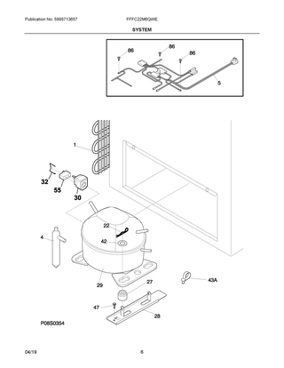 System Diagram and Parts List for FFFC22M6QWE  Frigidaire Freezer