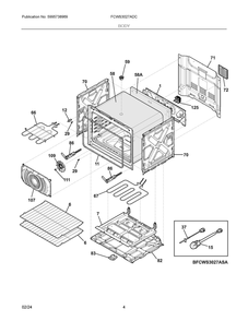 Body Diagram and Parts List for FCWS3027ADC  Frigidaire Wall Oven