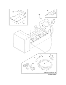 Freezer Ice Maker Diagram and Parts List for FPBS2777RF4  Frigidaire Refrigerator