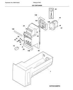 Ice Container Diagram and Parts List for FPBC2277RF5  Frigidaire Refrigerator