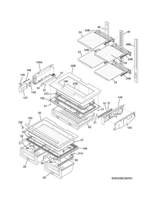 Shelves Diagram and Parts List for EI23BC60KS4A  Electrolux Refrigerator