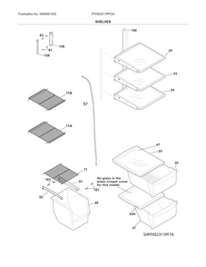 Shelves Diagram and Parts List for FFHS2311PFGA  Frigidaire Refrigerator