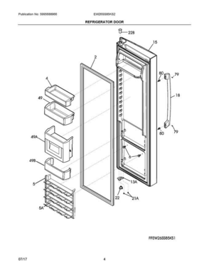 03 - Refrigerator Door Diagram and Parts List for EW26SS85KS2  Electrolux Refrigerator