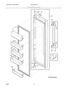 Refrigerator Door Diagram and Parts List for PRSC2222AF4  Frigidaire Refrigerator