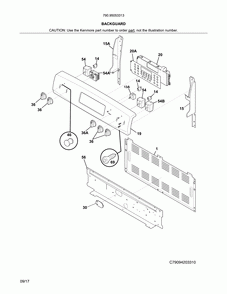 Backguard Diagram and Parts List for 79095053313  Kenmore Range