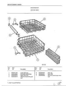 Dishwasher Page 10 Diagram and Parts List for 1031-005A  Frigidaire Dishwasher