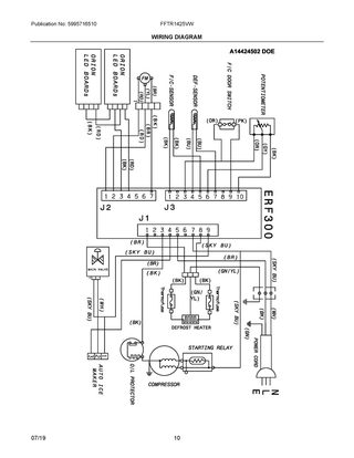 Wiring Diagram Diagram and Parts List for FFTR1425VW  Frigidaire Refrigerator