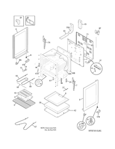 Body Diagram and Parts List for FFEF3013LBH  Frigidaire Range