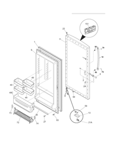 Door Diagram and Parts List for GLFH17F8HWL  Frigidaire Freezer