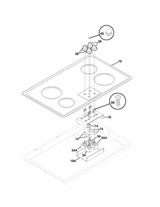 Controls Diagram and Parts List for 79043493401  Kenmore Cooktop