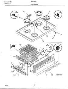 Top/drawer Diagram and Parts List for KTM-2803  Frigidaire Range