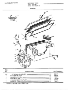 Cabinet Diagram and Parts List for 85157-7A  Frigidaire Freezer