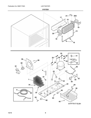 System Diagram and Parts List for LGHT1837NF5  Frigidaire Refrigerator