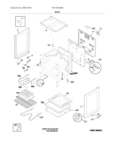 Body Diagram and Parts List for FFEF3005MBE  Frigidaire Range