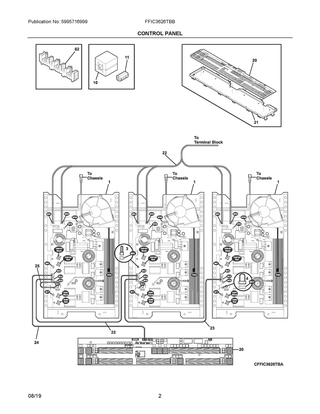 Control Panel Diagram and Parts List for FFIC3626TBB  Frigidaire Cooktop