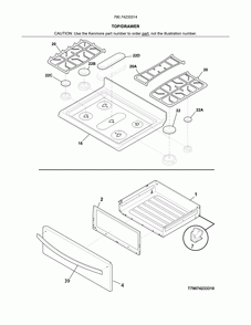 Top/drawer Diagram and Parts List for 79074233314  Kenmore Range