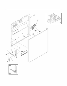 Door Diagram and Parts List for 58714013410B  Kenmore Dishwasher
