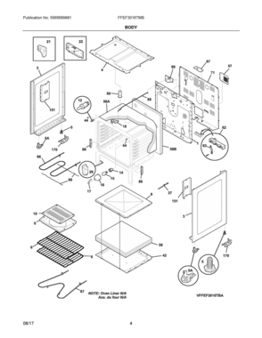 03 - BODY Diagram and Parts List for FFEF3016TMB  Frigidaire Range