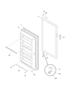 Door Diagram and Parts List for FFU13M3HW3  Frigidaire Freezer