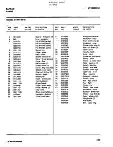 Electric Range Page 5 Diagram and Parts List for 31-3969  Tappan Range