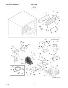 System Diagram and Parts List for FFHT2117LB6  Frigidaire Refrigerator
