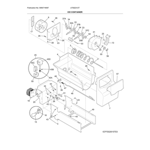 Ice Container Diagram and Parts List for LFSS2312TD3  Frigidaire Refrigerator