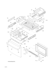 Freezer Drawer, Baskets Diagram and Parts List for EI28BS80KS4A  Electrolux Refrigerator