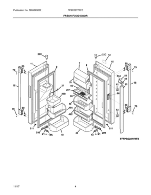 Part Location Diagram of 242185673 Frigidaire Display DOOR-REFR