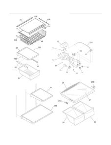 Shelves Diagram and Parts List for LGHT2137LE3  Frigidaire Refrigerator