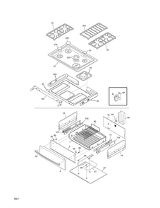 Top/drawer Diagram and Parts List for CPDS3085KF7  Frigidaire Range