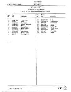 Motor, Fan Housing And Exhaust Duct Page 2 Diagram and Parts List for 8348-87C  Frigidaire Dryer