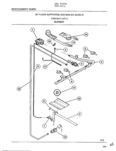 Burner Diagram and Parts List for 2811  Frigidaire Range