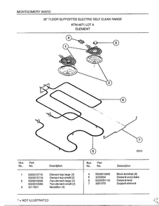 Element Diagram and Parts List for 4871A  Frigidaire Range