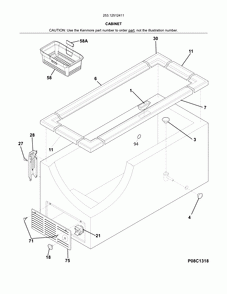 Cabinet Diagram and Parts List for 25312512411  Kenmore Freezer