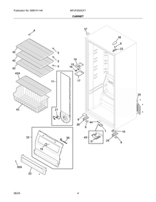 Cabinet Diagram and Parts List for MFUF2022CF1  Frigidaire Freezer