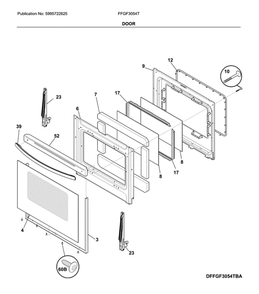 Door Diagram and Parts List for FFGF3054TBF  Frigidaire Range
