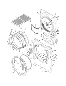 Front Panel/lint Filter Diagram and Parts List for EIMED55IMB2  Electrolux Dryer