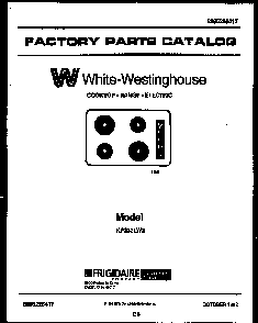 Cover Diagram and Parts List for KP332LW2 LUSTERLOY Westinghouse Cooktop