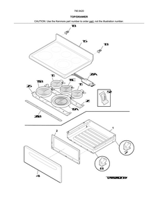 Top/drawer Diagram and Parts List for 79094202312  Kenmore Range