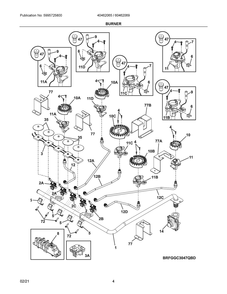 Burner Diagram and Parts List for 60462069A  Frigidaire Cooktop