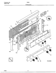 Backguard Diagram and Parts List for 285847C  Frigidaire Range