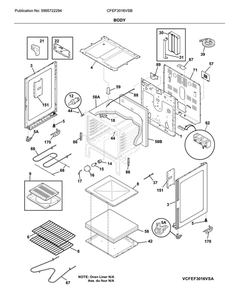 Body Diagram and Parts List for CFEF3016VSB  Frigidaire Range