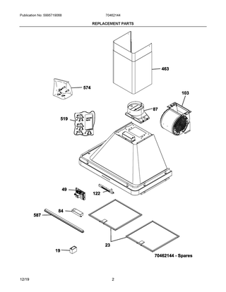 Part Location Diagram of 5304523635 Frigidaire DUCT-AIR