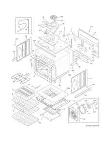 Upper Oven Diagram and Parts List for FGET3065PFD  Frigidaire Wall Oven